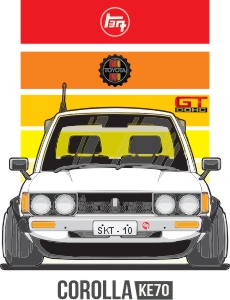 toyota corolla ke70 jdm modified drift machine pakistan graphic t shirt sticker