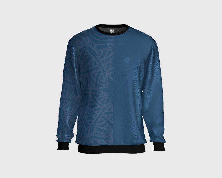 maori polynesian visual art tattoo sublimated sweatshirts pullover round neck fleece full sleeve sublimation all over print