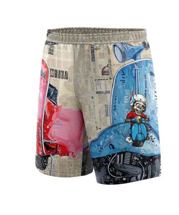 Sublimated Shorts: Retro Scooter Crew Vintage-Inspired Performance Shorts print pattern sublimated shorts polyester lycra all over print