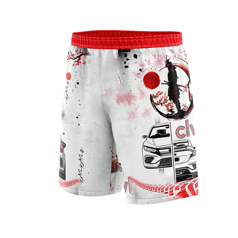 Football-shorts-front-halfside-2 Sublimated Shorts Sakura Samurai Honda Type R Swim Shorts Performance Shorts print pattern sublimated shorts polyester lycra all over print