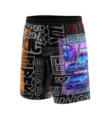 Sublimated Shorts: Drift King JDM Chaos Graphic Shorts Performance Shorts print pattern sublimated shorts polyester lycra all over print