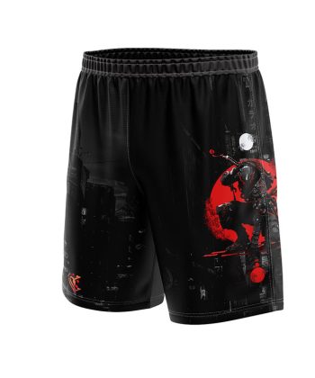 human samurai cyber punk print pattern sublimated shorts polyester lycra all over print