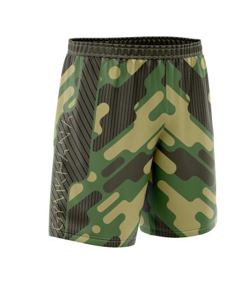 camo print pattern sublimated shorts polyester lycra all over print