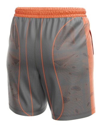 Topo Flow Performance Shorts in Contrast Gray & Orange print pattern sublimated shorts polyester lycra all over print