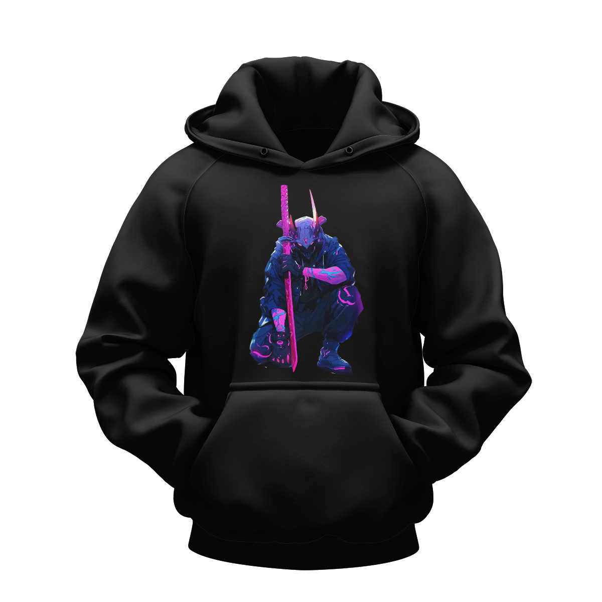 neon punk samurai japanese Art graphic Hoodies neon punk samurai japanese Art graphic Hoodies DTF Sticker all over print sublimated polo shirt