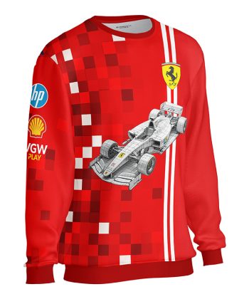 Red Scuderia Ferrari F1 all over print sweatshirt race car schematic Pakistan sublimated pullover round neck fleece full sleeve sublimation
