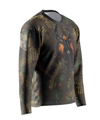 Side view of the Markhor long sleeve shirt with a modern digital camouflage print.