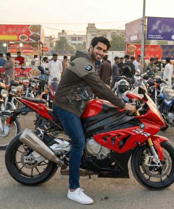 bmw 1000rr superbike sublimated all over print hoodie pakistan male model side view