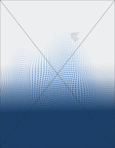 Design of the Bombora Dry Fit Polo Shirt with a blue-to-white gradient and a digital wave pattern.