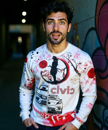 Honda civic 2014 sublimated all over print JDM Graphic Long Sleeve tshirt Civic Ronin samurai blueprint art