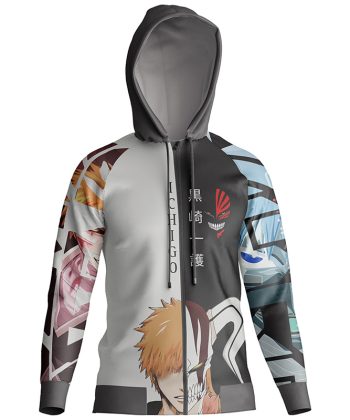 Front view of The Hollow Within, a split-design Bleach Anime Hoodie.
