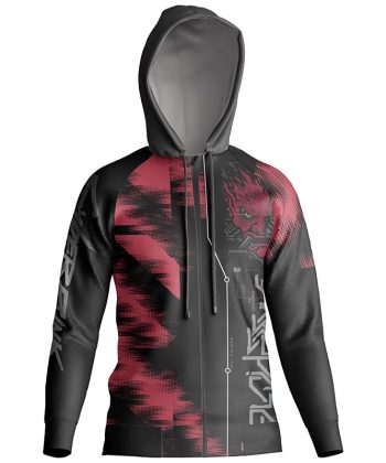 Front view of The Night City Samurai, a futuristic Cyberpunk Hoodie Pakistan.