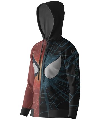 Side view of The Alter Ego Spider-Man Hoodie Pakistan showing the web pattern.