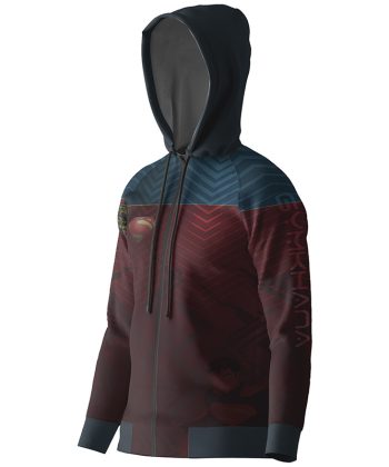 Side view of The Man of Steel Superman Hoodie Pakistan showing the sleeve logo.