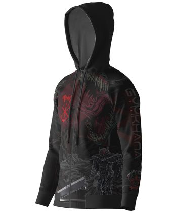 Side view of The Branded Swordsman Berserk Hoodie Pakistan showing the sleeve design.