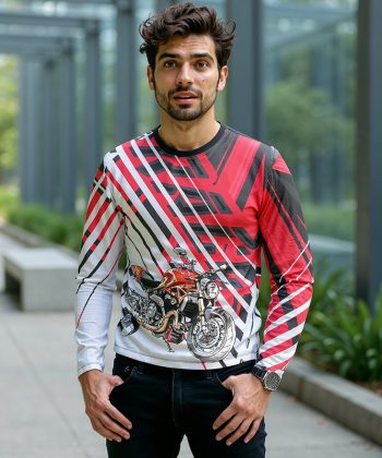 Streetfighter red black Biker Long Sleeve Shirt Ducati Monster sublimation all over print long sleeve tshirt