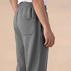 CLOSEUP mens grey cotton terry trouser straight fit relaxed leg right side view