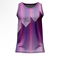 Amethyst Sublimated Gym Vest for men, back view, showing the full purple and pink chevron gradient print on 4-way stretch performance Lycra Mesh.