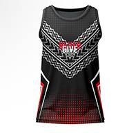 Deco Sublimated Gym Vest for men, back view, showing the full tribal print and red halftone gradient on 4-way stretch performance Lycra Mesh.