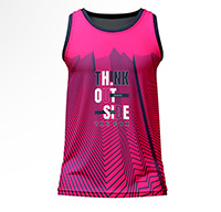 Matrix Sublimated Gym Vest for men, front view, showing the full pink and black geometric line print on 4-way stretch performance Lycra Mesh.