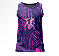 Twilight Sublimated Gym Vest for men, front view, showing the full purple and pink tech-line print on 4-way stretch performance Lycra Mesh.