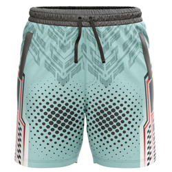Circuit all over print Sublimated Shorts for men, front view, showing the Gymkhana logo and full graphic print on 4-way stretch performance Lycra Mesh.