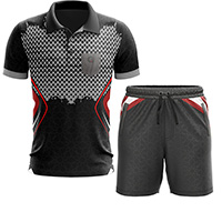 design of the Havoc Men's Co-ord Set Pakistan (Polo and Shorts) with red and black design