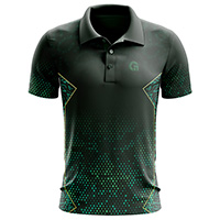 Mycelium Sublimated Polo Shirt for men, back view, showing the full green and black gradient design with gold piping on 4-way stretch performance Lycra Mesh material.