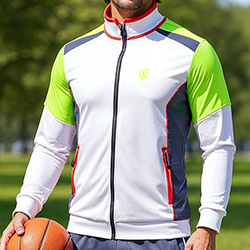 Close-up of Voltage mens track jacket pakistan neon green