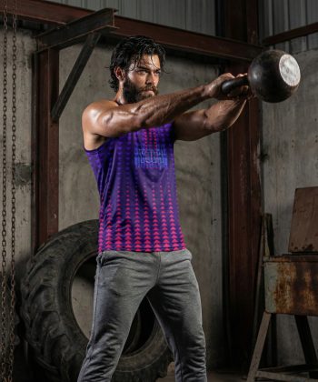 all over print sublimated fuchsia sleeveless shirt vest front view