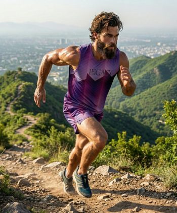 amethyst Sublimated sleeveless shirt shorts twinset coord set pakistan male model front view