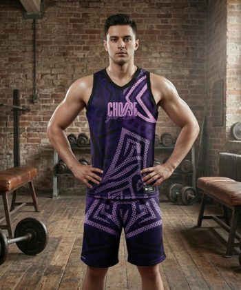 codex Sublimated sleeveless shirt shorts twinset coord set pakistan male model front view