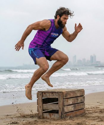 freakuency Sublimated sleeveless shirt shorts twinset coord set pakistan male model front view