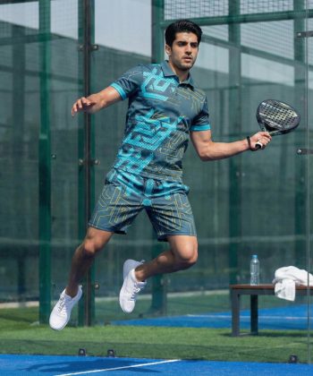 halcyon Sublimated polo shirt shorts twinset coord set pakistan male model front view