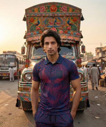 host sublimated polo shirt shorts twinset coord set pakistan male model front view