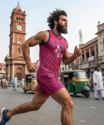 matrix Sublimated sleeveless shirt shorts twinset coord set pakistan male model front view