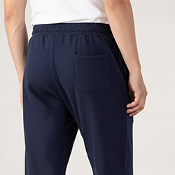 mens navy cotton terry trouser straight fit relaxed leg right side view CLOSEUP
