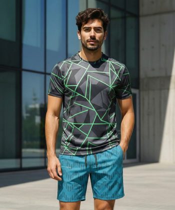 pakistan male model amplitude all over print sublimated leisure Football shorts front view