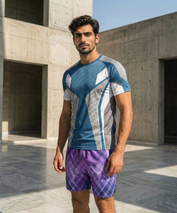pakistan male model echelon all over print sublimated leisure Football shorts front view