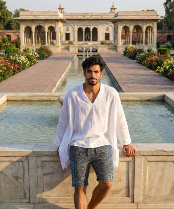 pakistan male model haka all over print sublimated leisure Football shorts front view