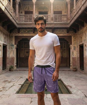 pakistan male model haze all over print sublimated leisure Football shorts front view