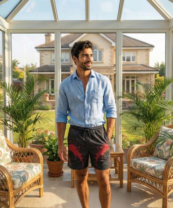 pakistan male model spawn all over print sublimated leisure Football shorts front view