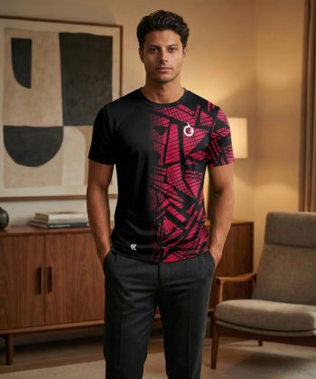 Cyber Grid All Over Print Sports T-Shirt sublimated Half sleeve Front view