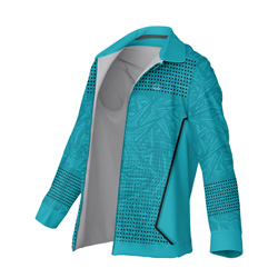 SMALL Cyber Aqua Sports Jacket Zip Collar all over print sublimated zipper side view