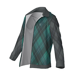 SMALL Emerald club Zip Collar jacket all over print sublimated hoodie zipper side view