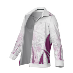 SMALL Mauve Floral Jacket Zip Collar all over print sublimated zipper side view