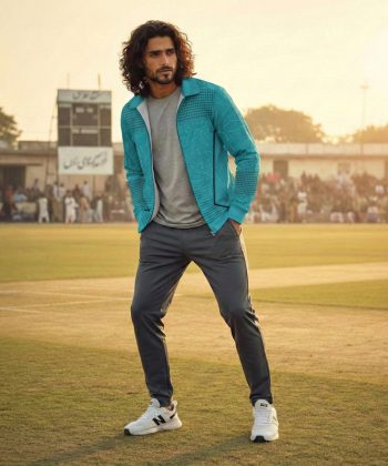 cyber aqua Sports Jacket Zip Collar all over print sublimated hoodie zipper pakistan male model front view