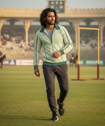 eucalyptus Sports Jacket Zip Collar all over print sublimated hoodie zipper pakistan male model front view