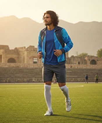 fracture Sports Jacket Zip Collar all over print sublimated hoodie zipper pakistan male model front view