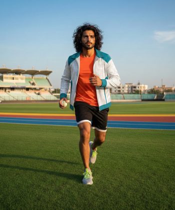 miami Sports Jacket Zip Collar all over print sublimated hoodie zipper pakistan male model front view